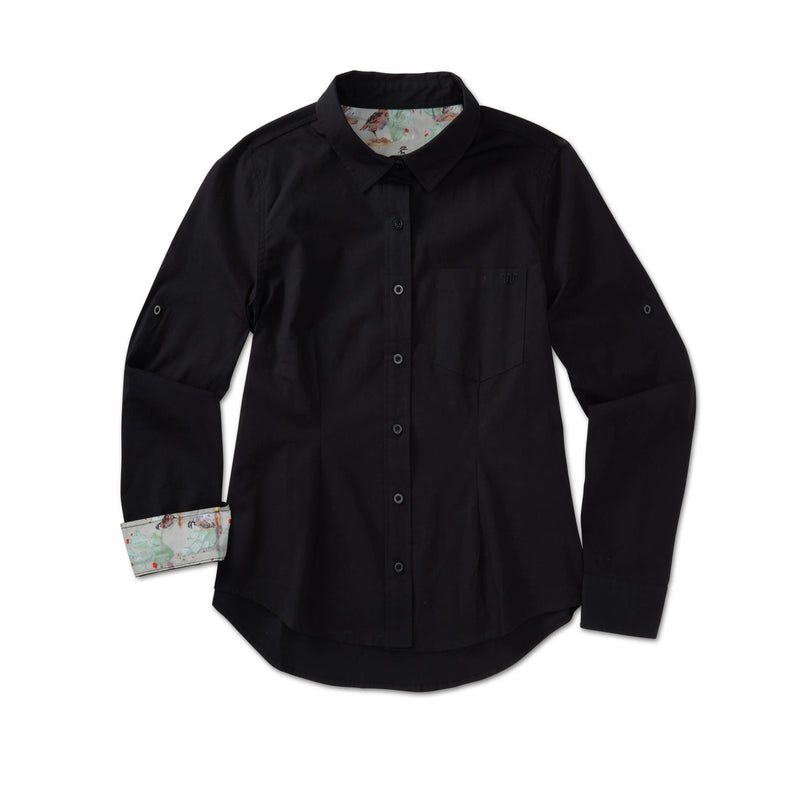 Women's L/S Button Up | Black / Medium