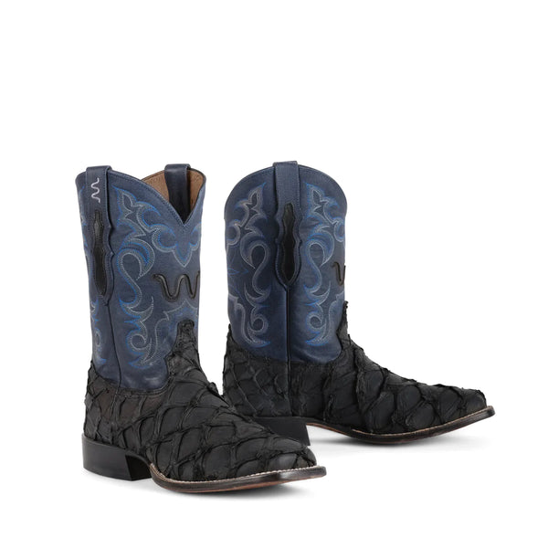 Matte Black Blue Pirarucu Dress Boot Shop Men s Cowboy Boots Western Wear Here King Ranch Saddle Shop