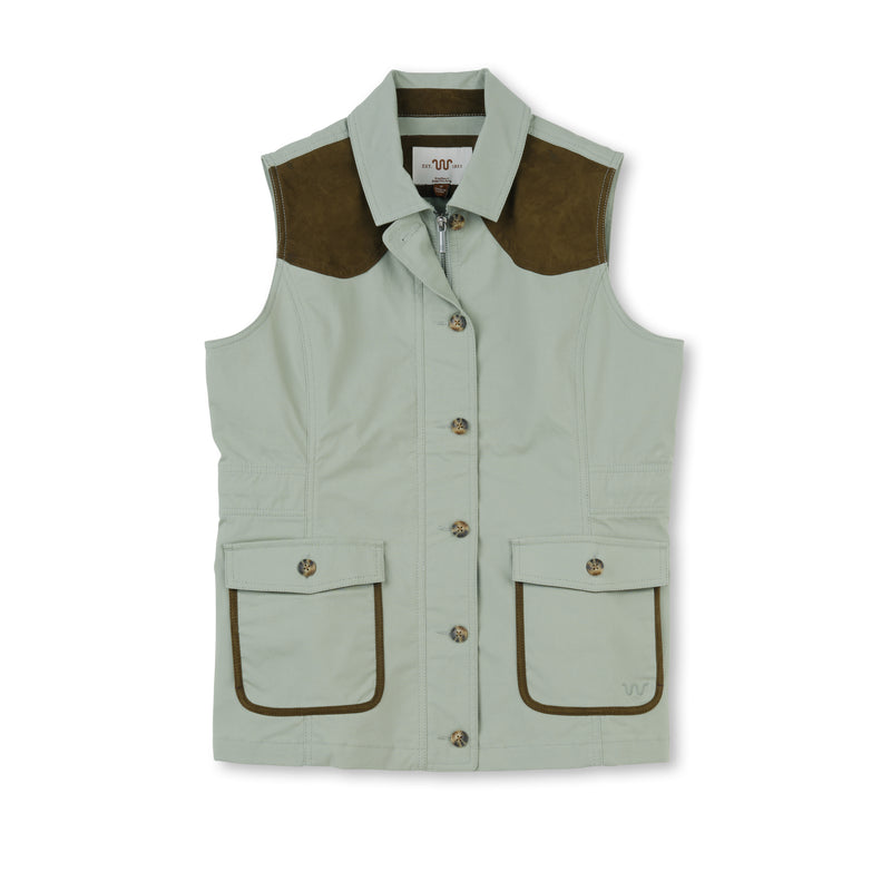 Women's Waxed Cotton Field Vest | PRICKLY PEAR SAGE / Small