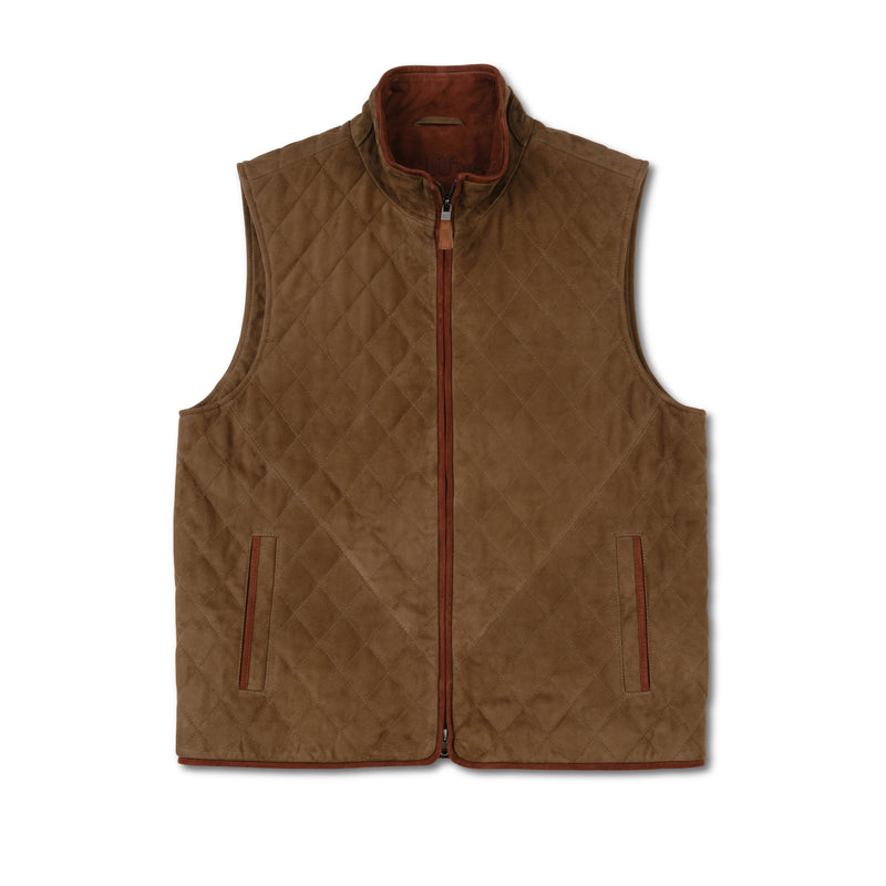 Men's Goat Suede Quilted Ranch Vest | OLIVE / Small