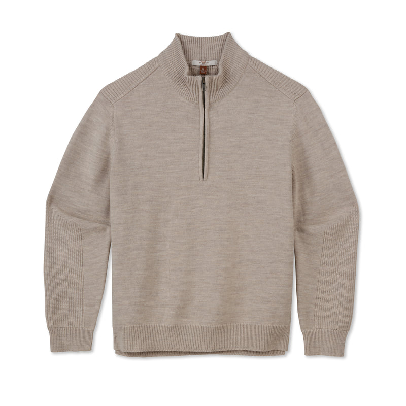 Men's Merino Wool Quarter Zip Sweater | DIAMONDBACK TAN / Small