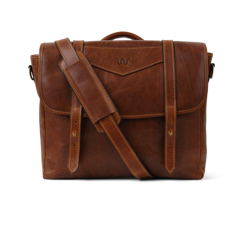 Kineño Leather Messenger | COGNAC