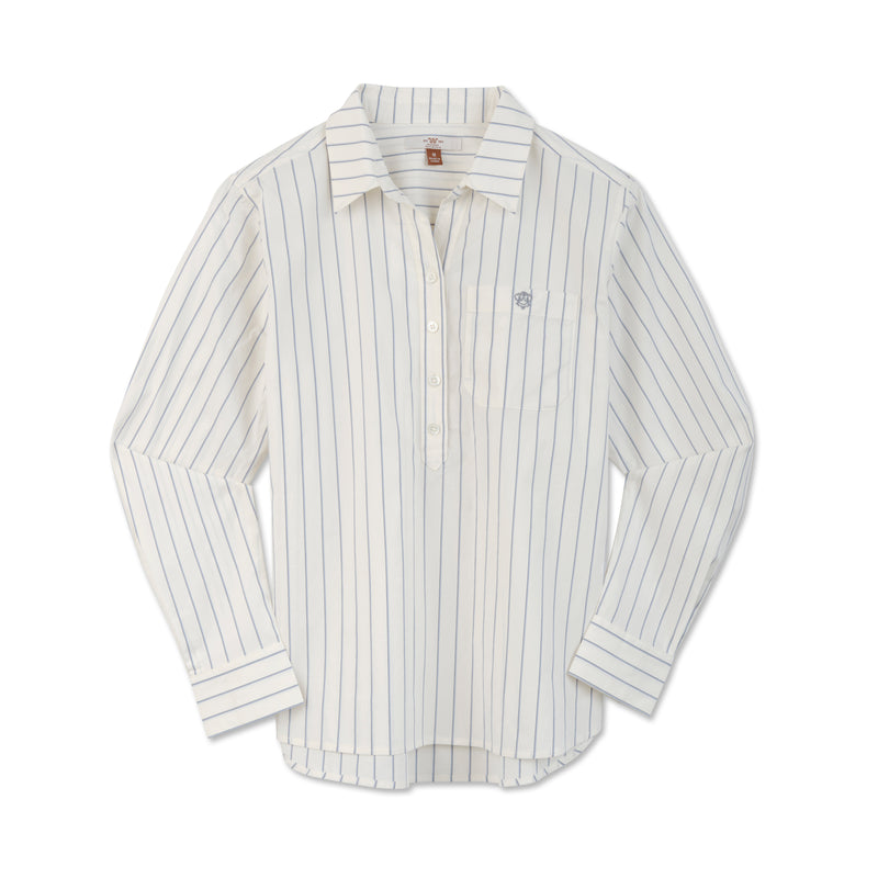 Women's Cotton Stripe Shirt | BLUE / Extra Small