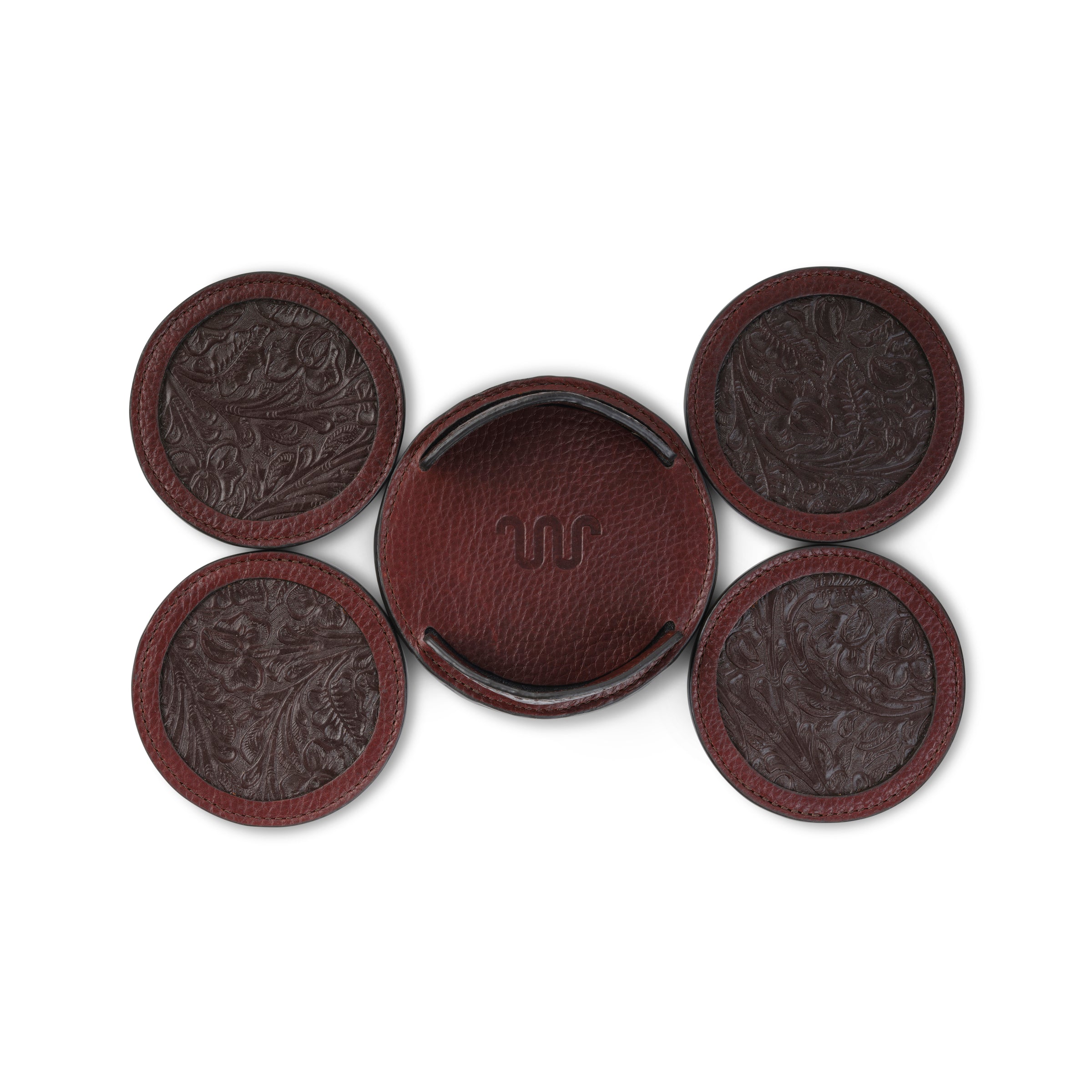 Tooled Leather Coaster Set