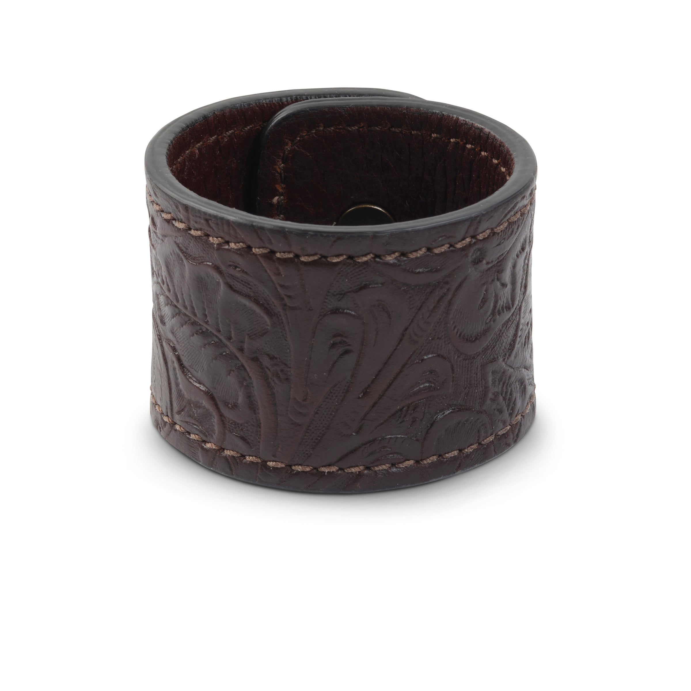 Tooled Leather Napkin Rings, Set of 2