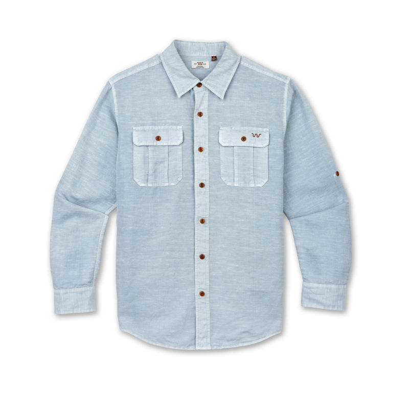 Men's Linen Utility Shirt | BLUE FOG / Small