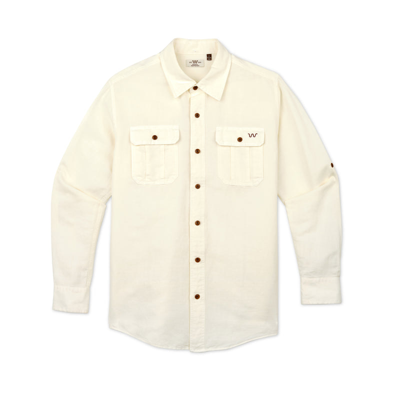 Men's Linen Utility Shirt | KINENO CREAM / Small