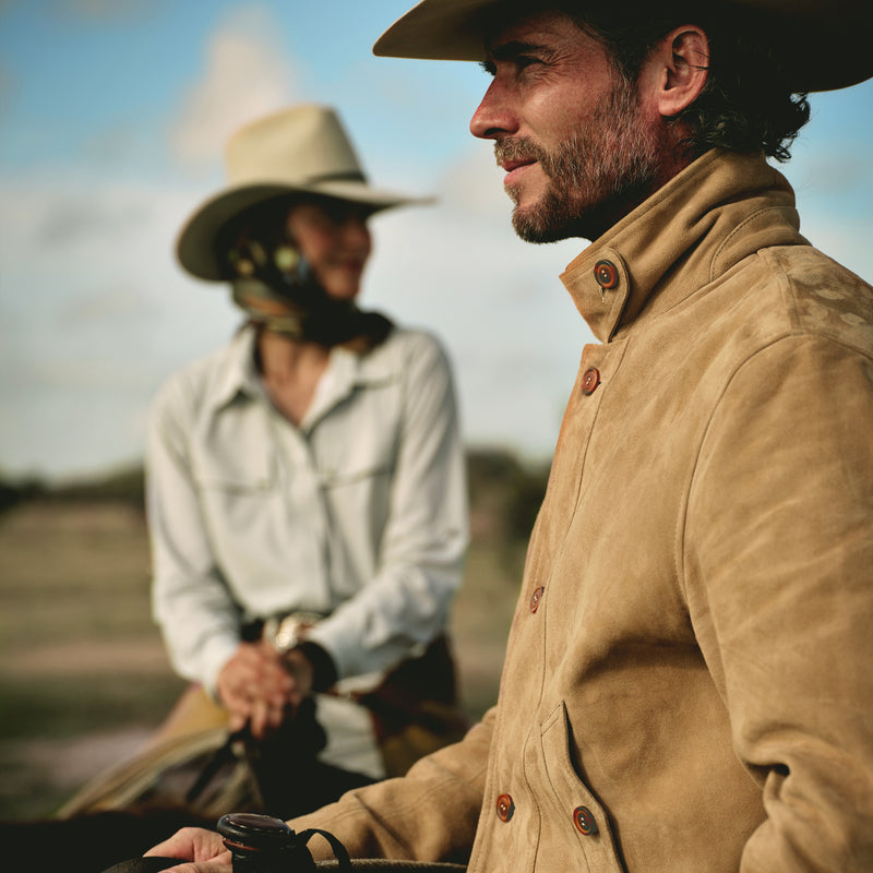 Men's Goat Suede Field Coat | Saddle Tan / Small